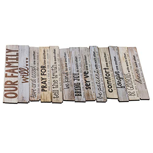 Rustic Wooden Plaque with Scripture - Family Love Wall Decor 15.25x29.25 inches