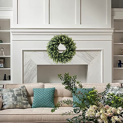 20-Inch Artificial Boxwood Wreath for Front Door, Indoor and Outdoor Decor
