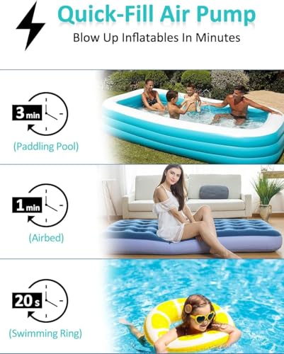 Cordless Electric Air Pump for Inflatables - Rechargeable, Portable Inflator for Pool Floats & Air Mattresses