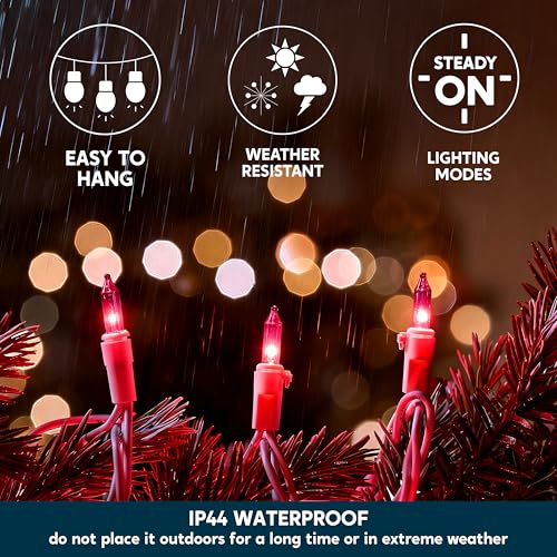Joiedomi Pink 200-Count 42.8 ft Indoor/Outdoor String Lights, White Wire, 2 Packs