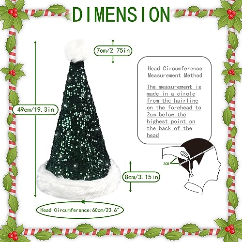 Green Sequin Santa Hat for Adults - Christmas & Holiday Party Accessory