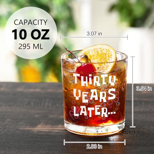 Futtumy 30th Birthday Whiskey Glass - 10 OZ Thirty Years Later Gift for Men Him Dad