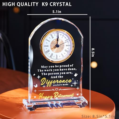 Crystal Retirement Clock - Elegant Keepsake Gift for Coworker or Boss