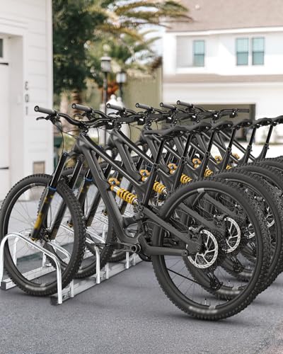 6-Bike Freestanding Floor Stand - Heavy Duty Adjustable Garage Bike Rack