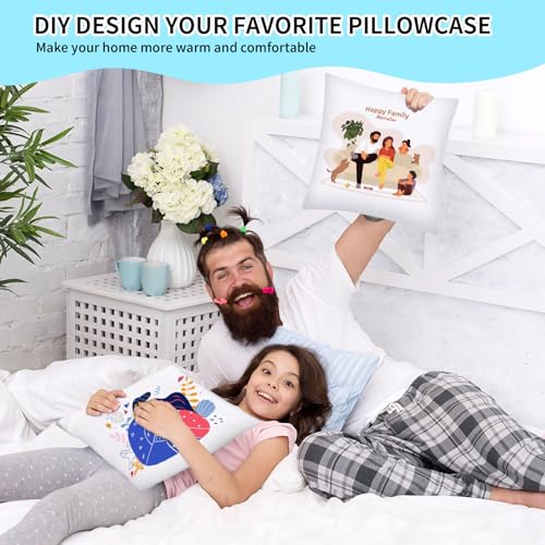 OLSUNOR 16-Pack 17.7 x 17.7 in Sublimation Pillowcases White, 45x45 cm – Double-Sided Printing, Invisible Zipper