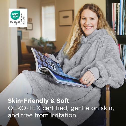 Ultra-Soft Wearable Blanket Hoodie with Pockets - Cozy Sherpa Loungewear