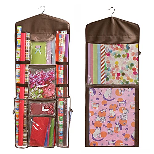 Hanging Gift Wrapping Paper Storage Organizer Bag for 40-Inch Rolls