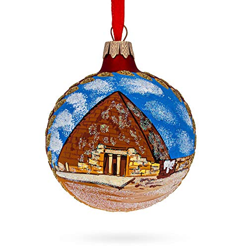 Egyptian Pyramids Glass Ball Ornament, 4 Inch Hand-Painted Christmas Decoration