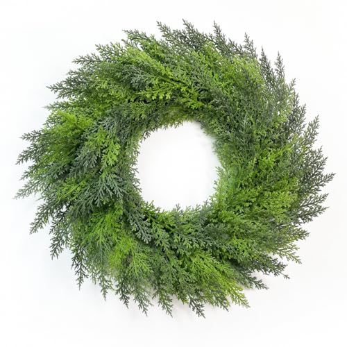 24 Inch Cedar Christmas Wreath for Front Door - Realistic Artificial Evergreen