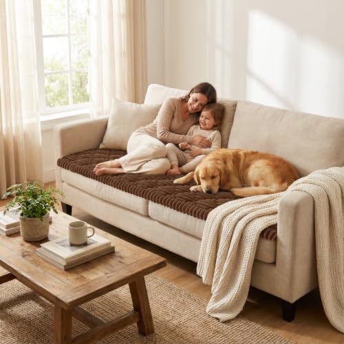 Non-Slip Pet Couch Cover - Washable Soft Flannel Sofa Protector Pad