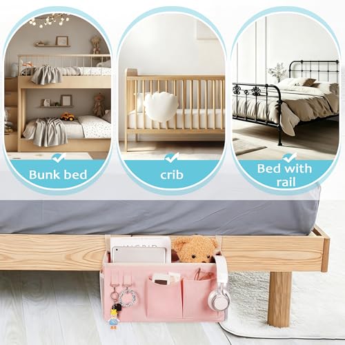 Bedside Caddy Hanging Storage Organizer Pocket for Bunk Bed Rails & Dorms