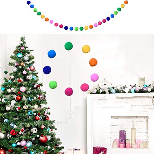 Colorful Pom Pom Ball Garland Set (5-Pack) - 6.5ft Rainbow Party Decor