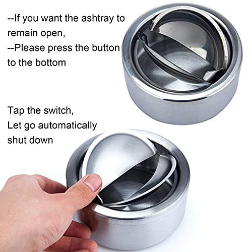 Stainless Steel Windproof Ashtray with Lid - Flip Top Outdoor Ash Tray