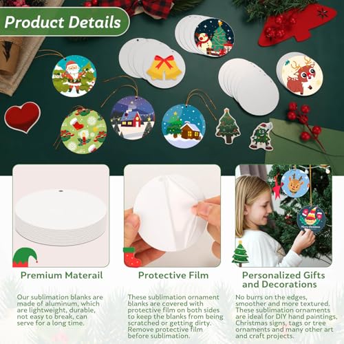 3-Inch Metal Sublimation Ornaments Bulk Set - 48 Round Holiday Decorations