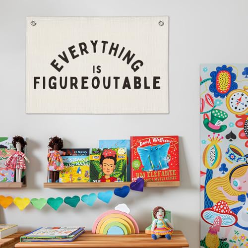 Everything is Figureoutable Motivational Wall Banner, 20x30 Linen-Look Sign