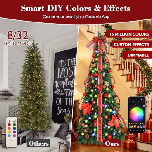 Quntis 6FT Pop Up Christmas Tree with Smart RGBIC LED Lights & Music Sync