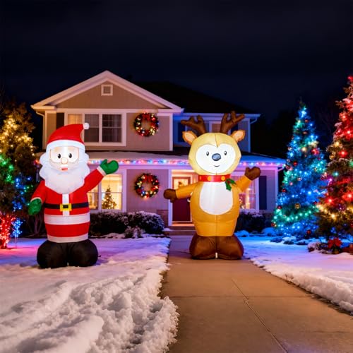 Inflatable Santa Claus with LEDs - 4ft Holiday Yard Decor, Auto Blow Up, Santa Variation