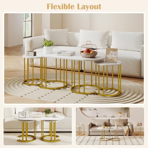 3-Piece Nesting Coffee Table Set with Oval and Round Side Tables