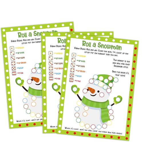URMISU Roll a Snowman Christmas Party Game – 25 Card Set for Large Groups