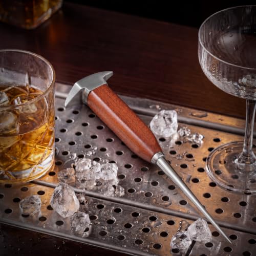 Lothee Long 2-Piece Ice Pick Set - Stainless Steel with Wooden Handle for Bar & Kitchen