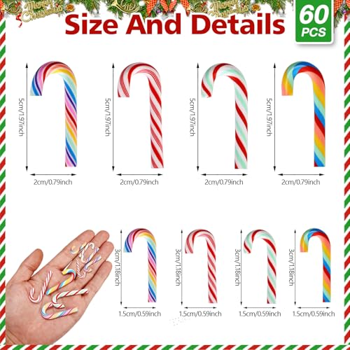 GlyinnHe 60 Mini Candy Canes for Christmas Crafts DIY Decor Ornaments