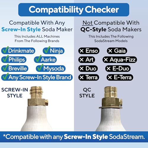 60L CO2 Carbonation Cylinders for Threaded Soda Makers - 2 Pack