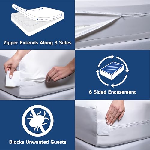 Waterproof Zip Mattress Protector - Hypoallergenic Encasement, Deep Pocket