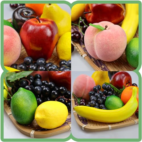 12 Pcs Artificial Fruit Set - Realistic Faux Fruits for Home Decor & Parties