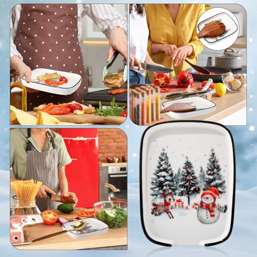 FoldTier Christmas Snowman Ceramic Spoon Rest with 'Warm Winter Blessings' - 5.8" Holiday Kitchen Decor (Variation: Snowman / 1)