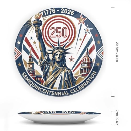 8-Inch Patriotic 250th Anniversary Decorative Plate with Display Stand