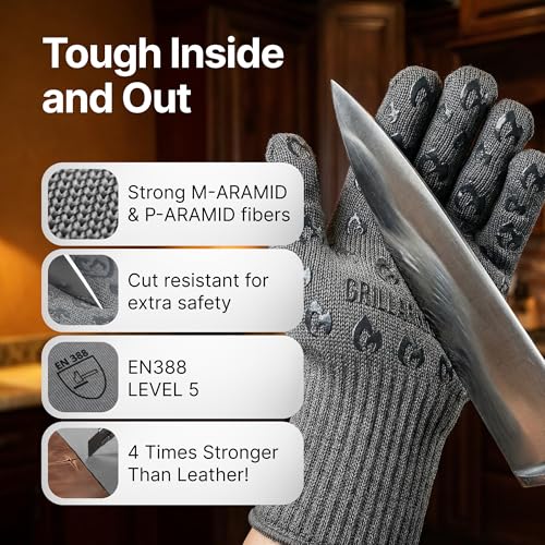 Heat Resistant Oven Gloves with Fingers - 932°F Extreme Protection