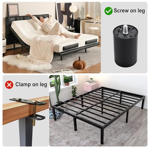 12-Inch Adjustable Bed Legs Replacement, 3-in-1 Height Set of 6
