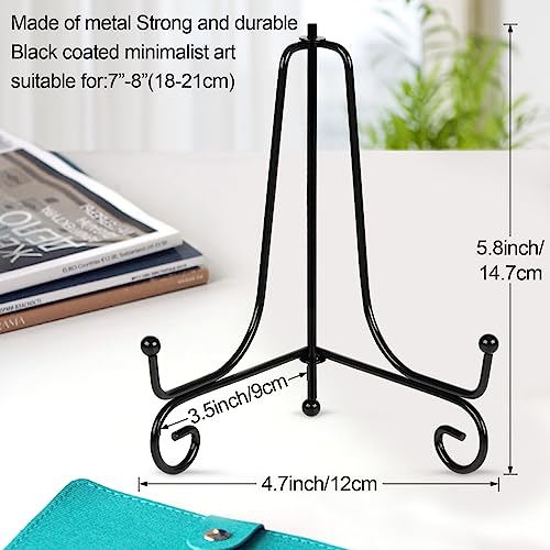 Metal Plate Stands for Display 6 Inch - 4 Pack Black Tabletop Easels