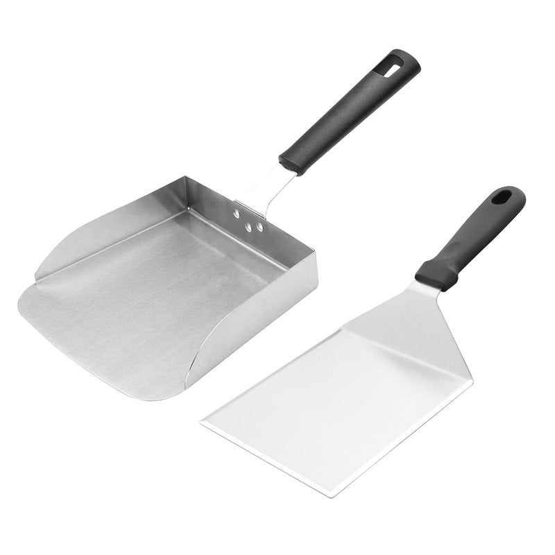 Generic Large Griddle Scoop and Wide Smash Burger Spatula. Stainless Steel Griddle Food Mover. BBQ Grill Food Shovel for Fried Food, Stir Fry, Hibachi Tools, Silver