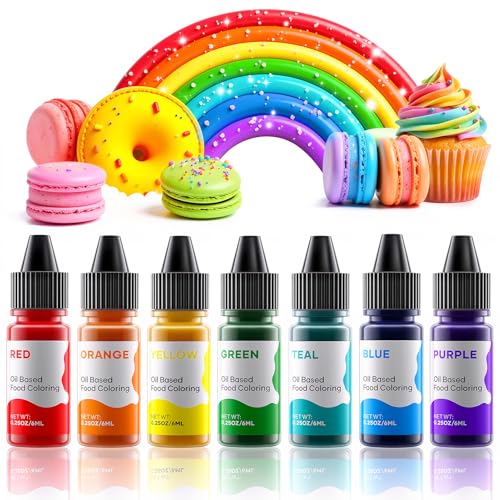 Oil-Based Food Coloring Set for Chocolate & Baking - 7 Colors Edible Dye