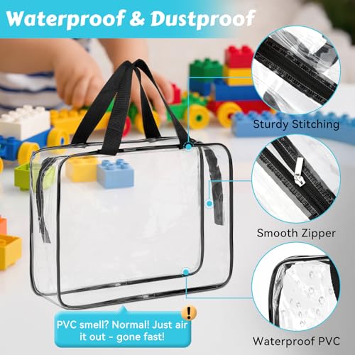 4 Pack Toy Storage Organizer Bags with Zipper, Clear PVC Waterproof Bags