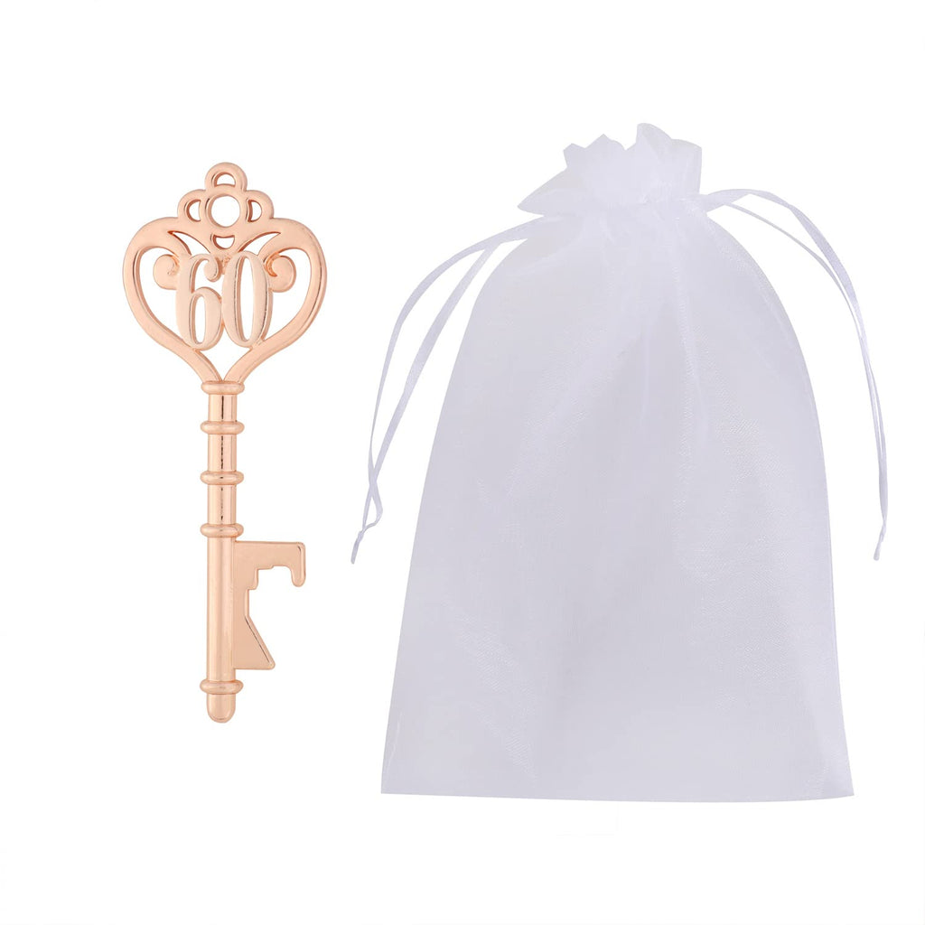 25 Pack 60th Birthday Party Favors 60 Shaped Key Bottle Openers for Birthday 60th Birthday Gifts Souvenirs for Guest,60th Birthday Party Decorations (25, Gold 60th)