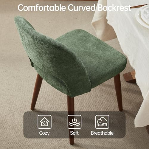 Modern Upholstered Dining Chairs, Set of 4 Green Fabric Chairs