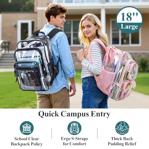18-Inch Heavy-Duty Clear Backpack for School - Fits 16-Inch Laptop
