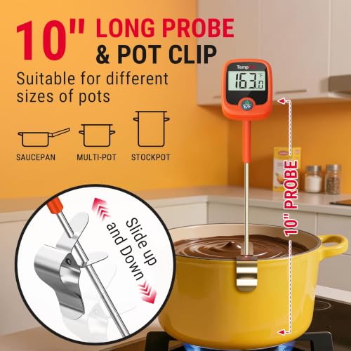 Digital Candy Thermometer with 10 Inch Long Probe & Pot Clip