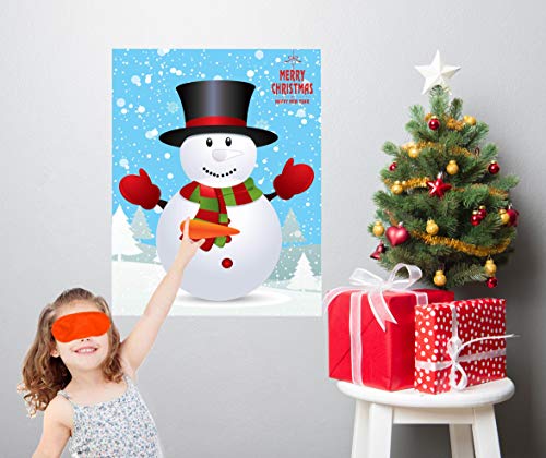 MISS FANTASY Snowman Pin Nose Game Poster - Christmas Kids Party Decor (Snowman Variant)