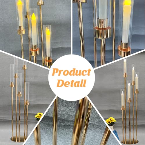 6-Piece Gold Candelabra Centerpiece Set for LED Candles No Candle Included