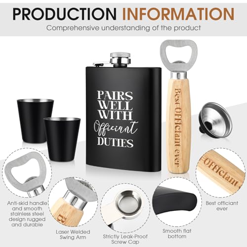 Black SiliFine Officiant Proposal Gift Set with Hip Flask, Shot Glasses & Funnel