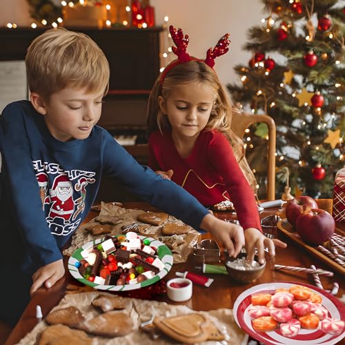 100 Pack Christmas Candy Paper Plates - 9 Inch Disposable Holiday Dinnerware, Red & Green