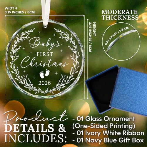 Baby's First Christmas Ornament 2026 - Keepsake Holiday Decor Gift