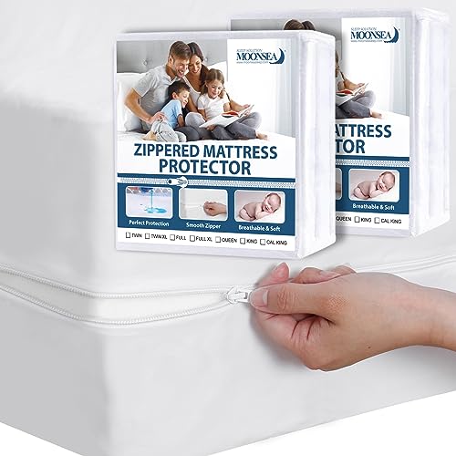 Moonsea 6-Side Waterproof Zippered Twin Mattress Encasement - 2 Pack