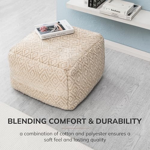 Handmade Cotton Pouf Ottoman - Decorative Floor Seating and Foot Rest