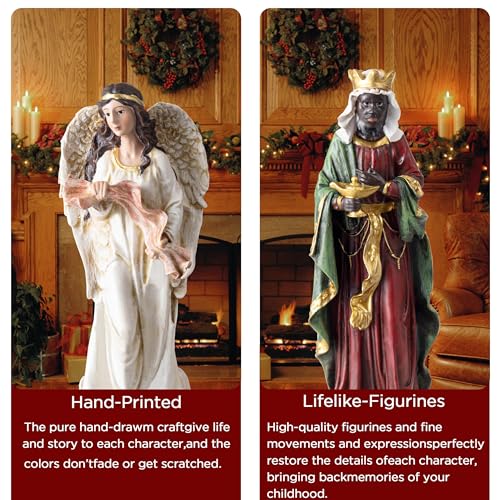 Multicolor 13-Piece Nativity Set, 3.9 Inch Figures - Handcrafted Resin