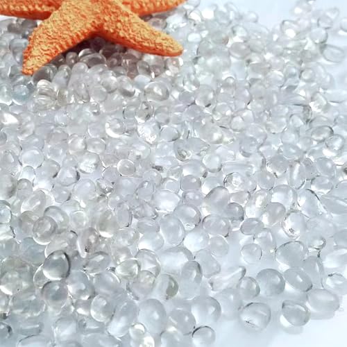 Transparent Sea Glass Stones, 1 lb Irregular Tumbled Glass Pebbles for Crafts