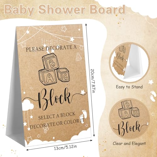 136-Piece Baby Shower Wooden Building Blocks Game Set with Markers